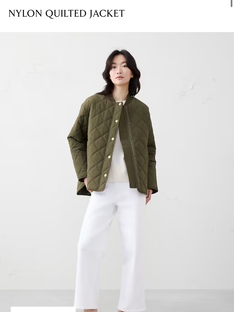 Banana Republic Quilted Olive Green Puffer Jacket